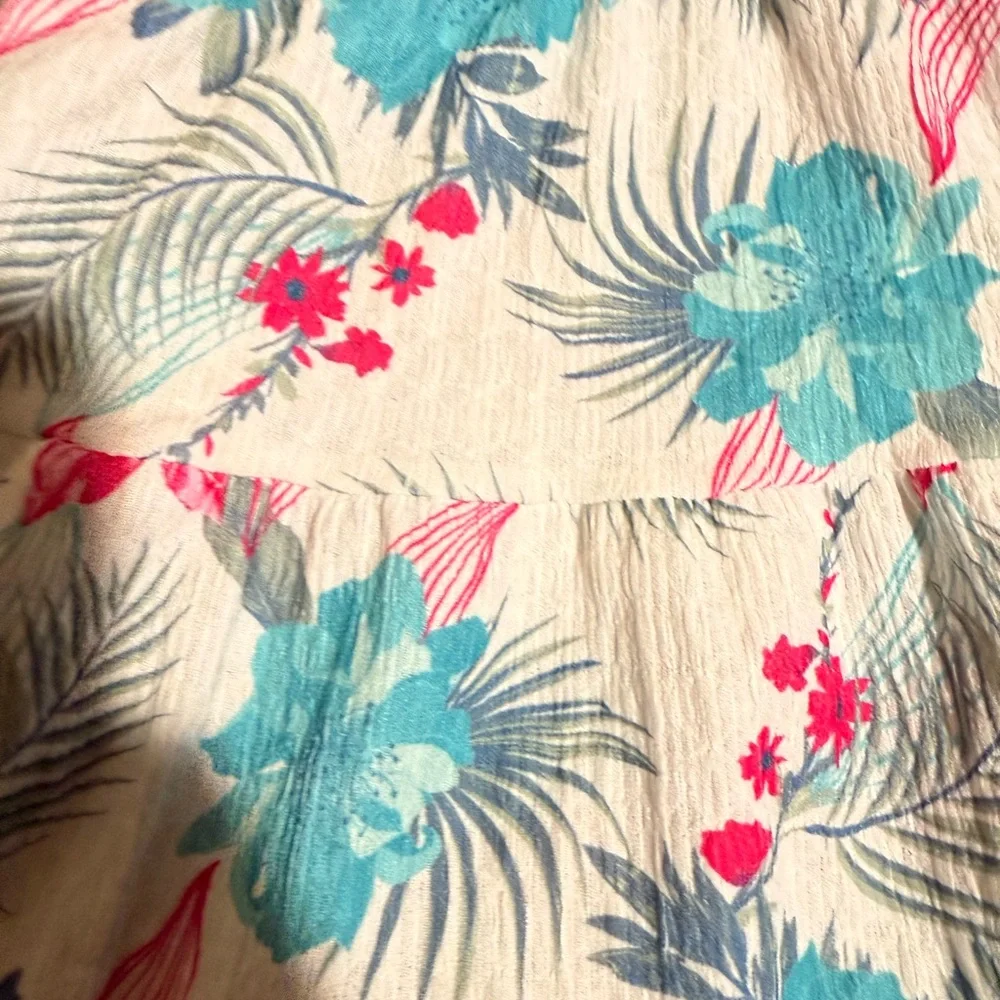 Floral Print Dress with White Top